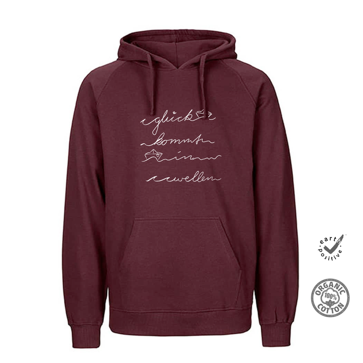 Raglan-Hoodie "Glück kommt in Wellen"